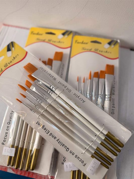 White Artist Brush Set (6 Pieces)