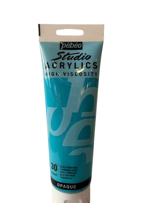 Pébéo Studio Acrylic – No. 30 Turquoise Blue (Opaque) - 250ml