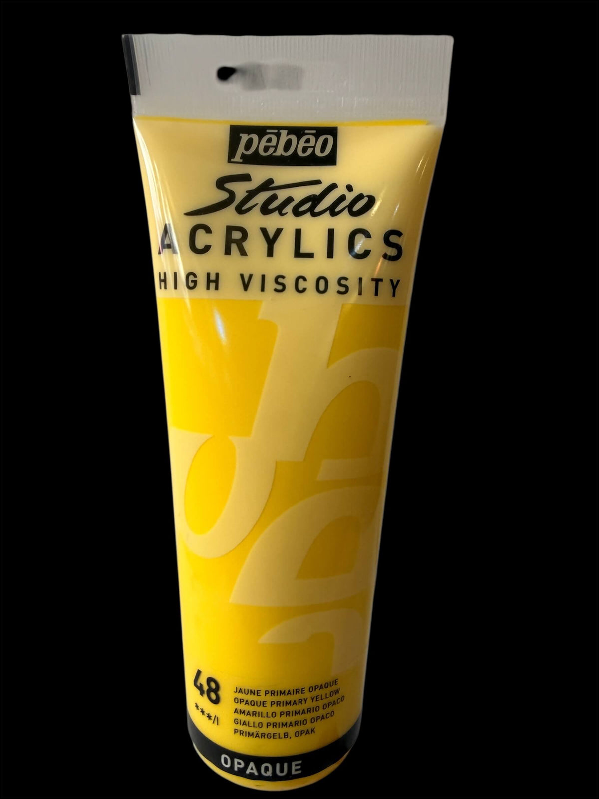 Pébéo Studio Acrylic – No. 48 Primary Yellow (Opaque) - 250ml