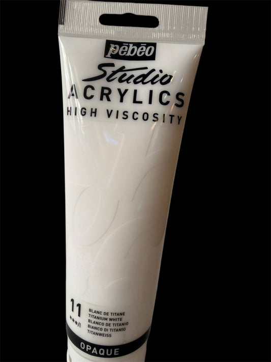 Pébéo Studio Acrylic – No. 11 Titanium White (Opaque) - 250ml