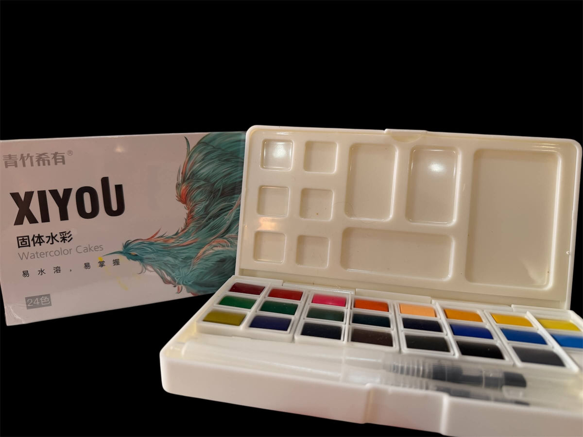 XIYOU 24-Colour Watercolour Cake Set