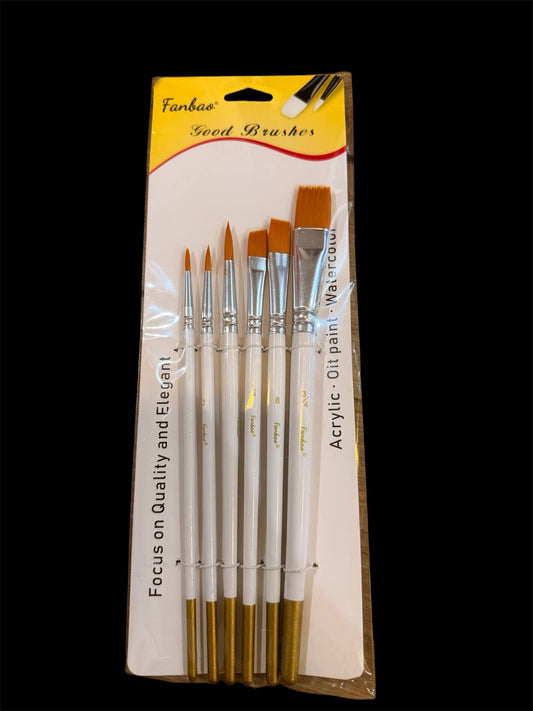 White Artist Brush Set (6 Pieces)