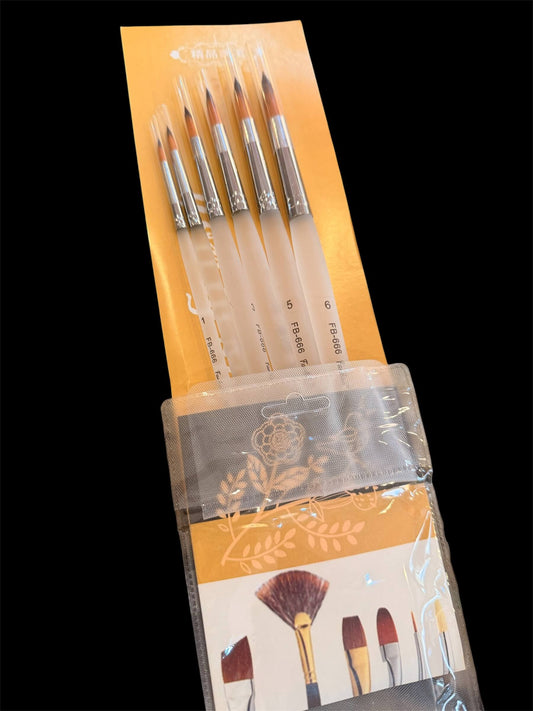 Professional Round Detail Brush Set (6 Pieces)